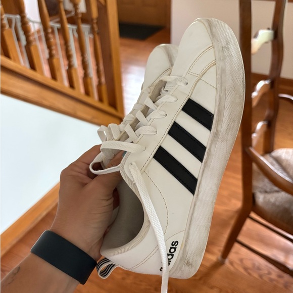 adidas Shoes - Adidas Classic White Sneakers with Black Stripes